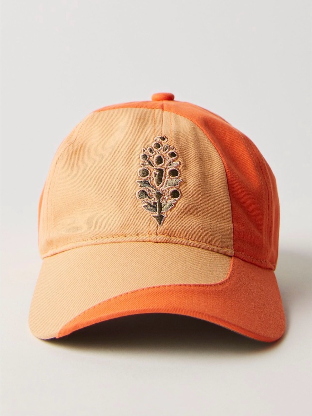 Free People Orange Two-Tone Embroidered Baseball Cap